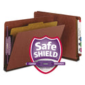 Smead End Tab Pressboard Classification Folders, Four SafeSHIELD Fasteners, 2" Expansion, 1 Divider, Letter Size, Red, 10/Box (26855)