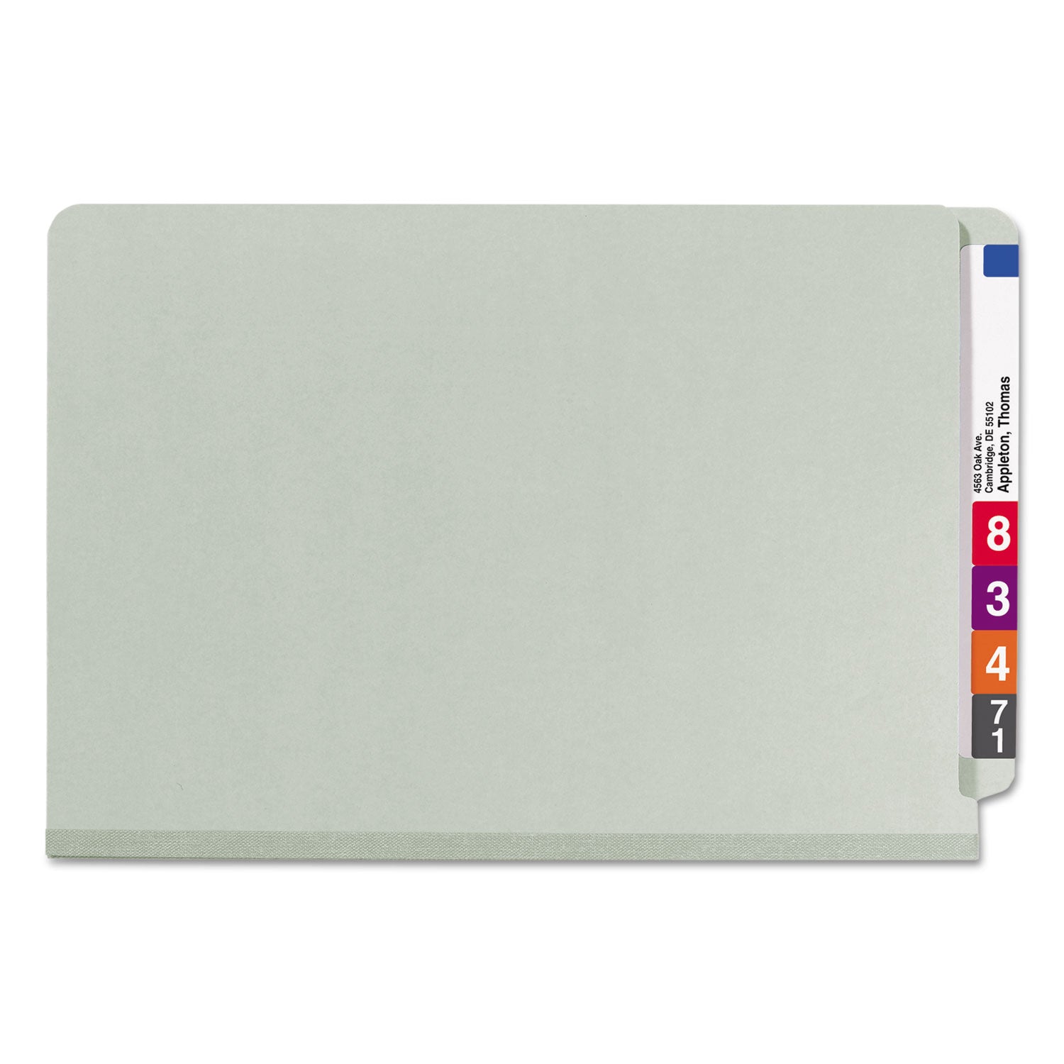 Smead End Tab Pressboard Classification Folders, Six SafeSHIELD Fasteners, 2" Expansion, 2 Dividers, Legal Size, Gray-Green, 10/Box (29810)