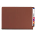 Smead End Tab Pressboard Classification Folders, Six SafeSHIELD Fasteners, 2" Expansion, 2 Dividers, Legal Size, Red, 10/Box (29860)