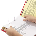Smead End Tab Pressboard Classification Folders, Six SafeSHIELD Fasteners, 2" Expansion, 2 Dividers, Legal Size, Bright Red, 10/Box (29783)