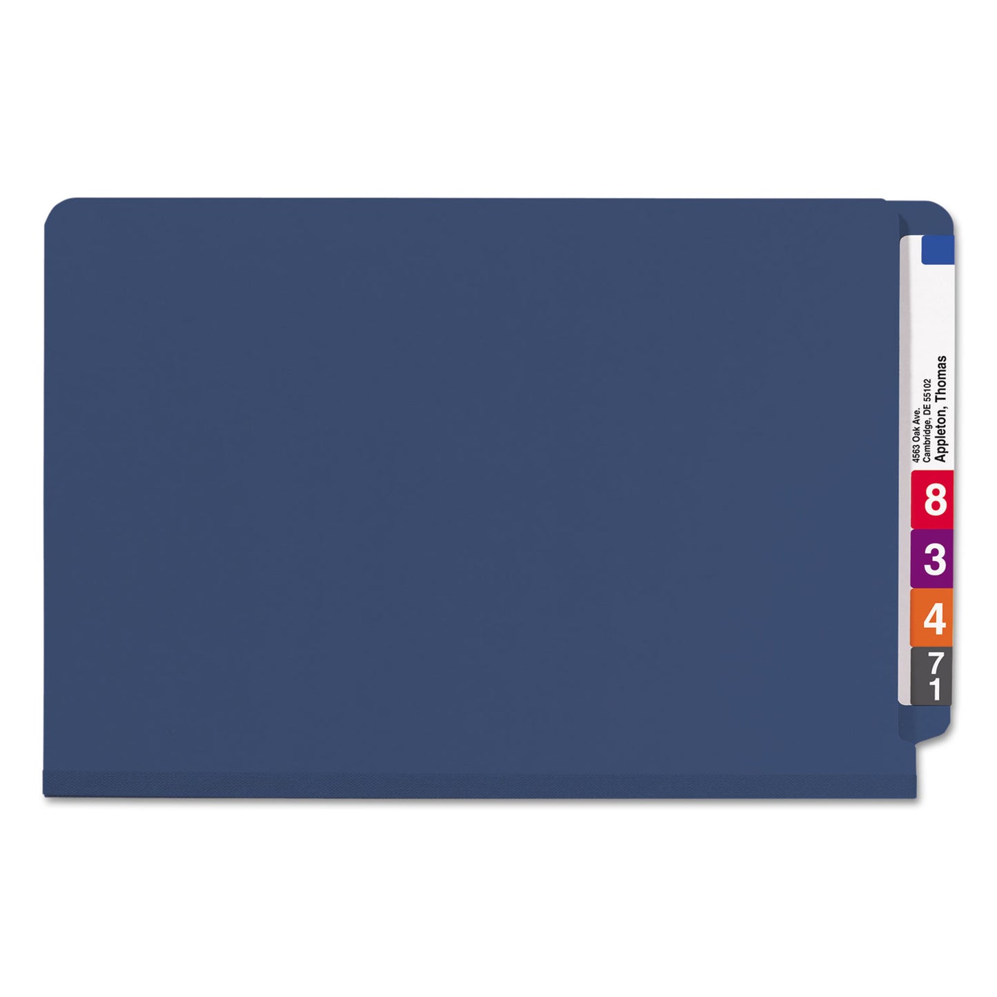 Smead End Tab Pressboard Classification Folders, Six SafeSHIELD Fasteners, 2" Expansion, 2 Dividers, Legal Size, Dark Blue, 10/Box (29784)