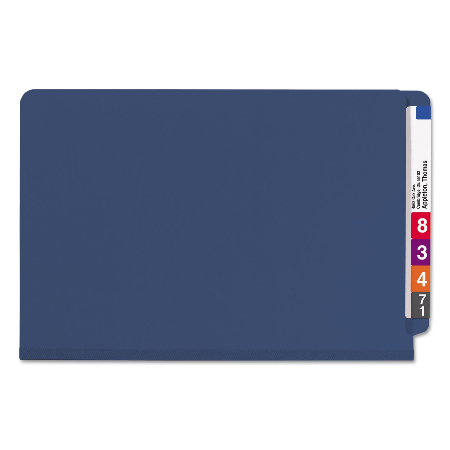 Smead End Tab Pressboard Classification Folders, Six SafeSHIELD Fasteners, 2" Expansion, 2 Dividers, Legal Size, Dark Blue, 10/Box (29784)
