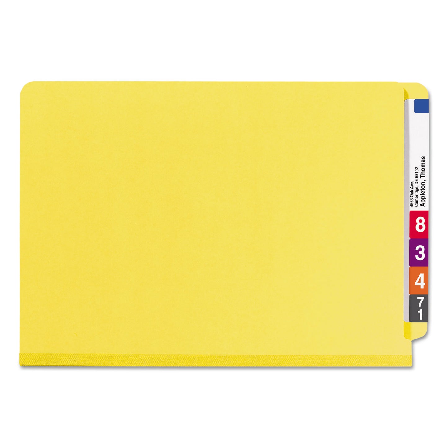 Smead End Tab Pressboard Classification Folders, Six SafeSHIELD Fasteners, 2" Expansion, 2 Dividers, Legal Size, Yellow, 10/Box (29789)