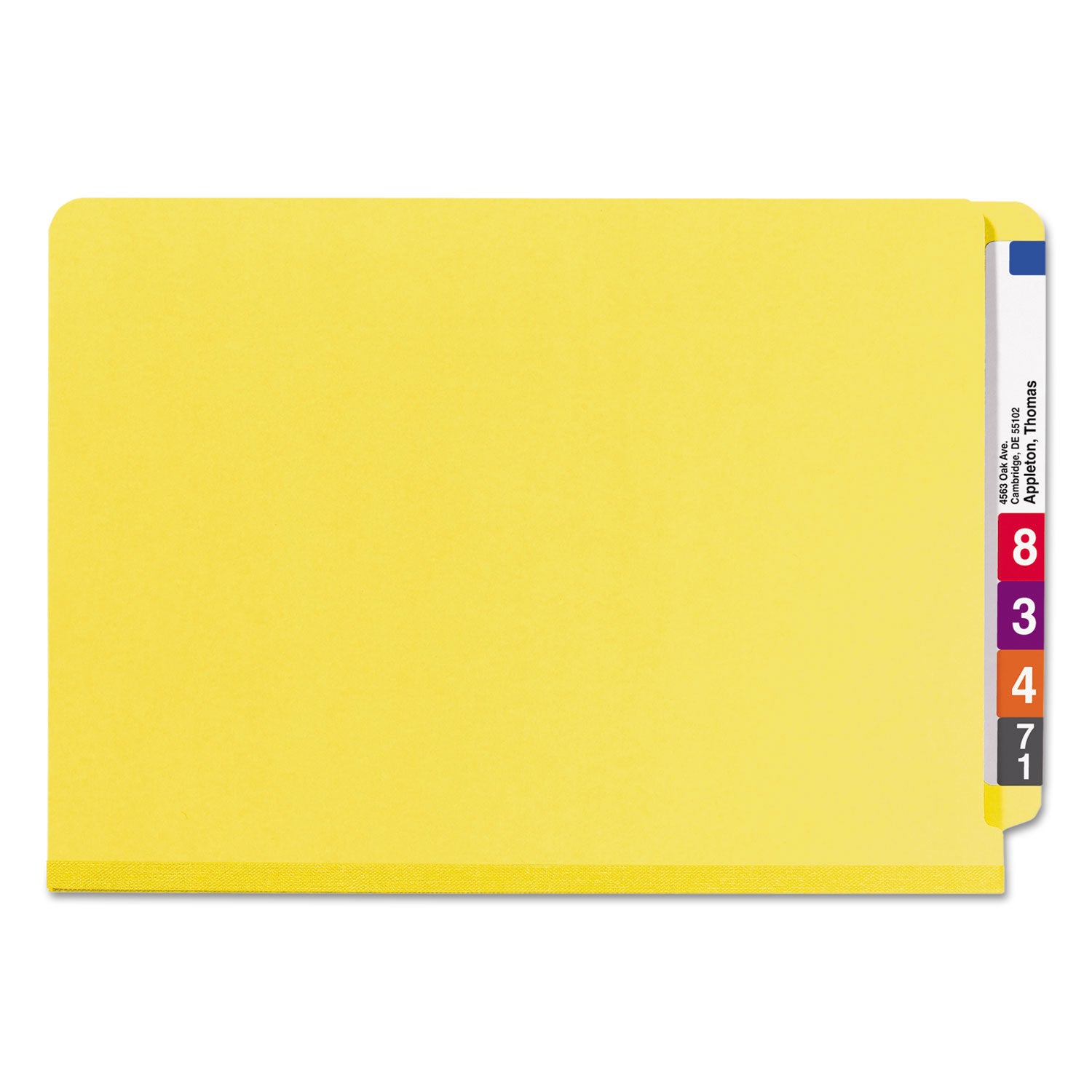 Smead End Tab Pressboard Classification Folders, Six SafeSHIELD Fasteners, 2" Expansion, 2 Dividers, Legal Size, Yellow, 10/Box (29789)