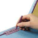 Smead End Tab Pressboard Classification Folders, Six SafeSHIELD Fasteners, 2" Expansion, 2 Dividers, Legal Size, Blue, 10/Box (29781)