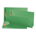 Smead Heavyweight Colored End Tab Fastener Folders, 0.75" Expansion, 2 Fasteners, Legal Size, Green Exterior, 50/Box (28140)