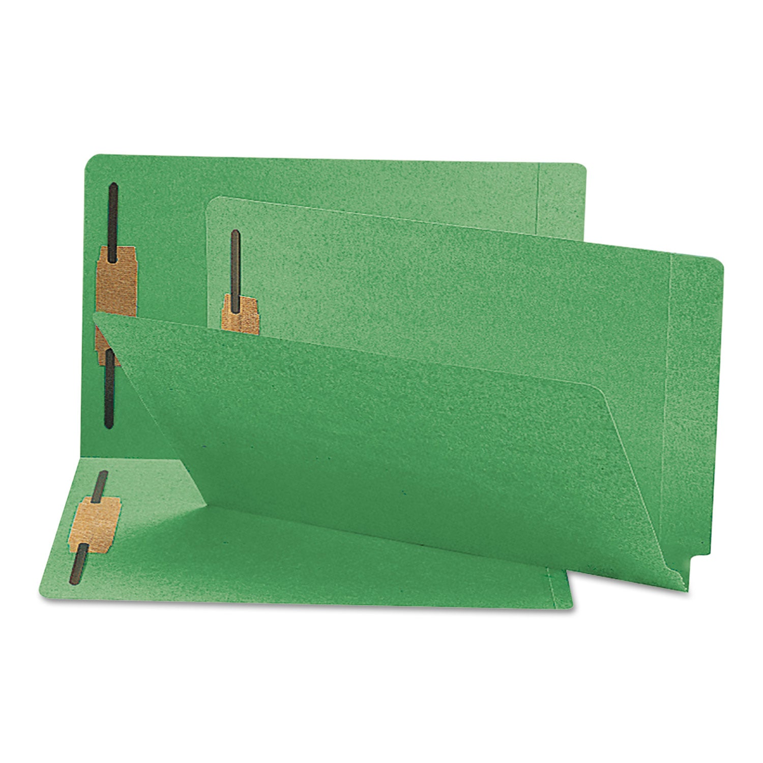 Smead Heavyweight Colored End Tab Fastener Folders, 0.75" Expansion, 2 Fasteners, Legal Size, Green Exterior, 50/Box (28140)