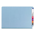 Smead End Tab Pressboard Classification Folders, Six SafeSHIELD Fasteners, 2" Expansion, 2 Dividers, Legal Size, Blue, 10/Box (29781)