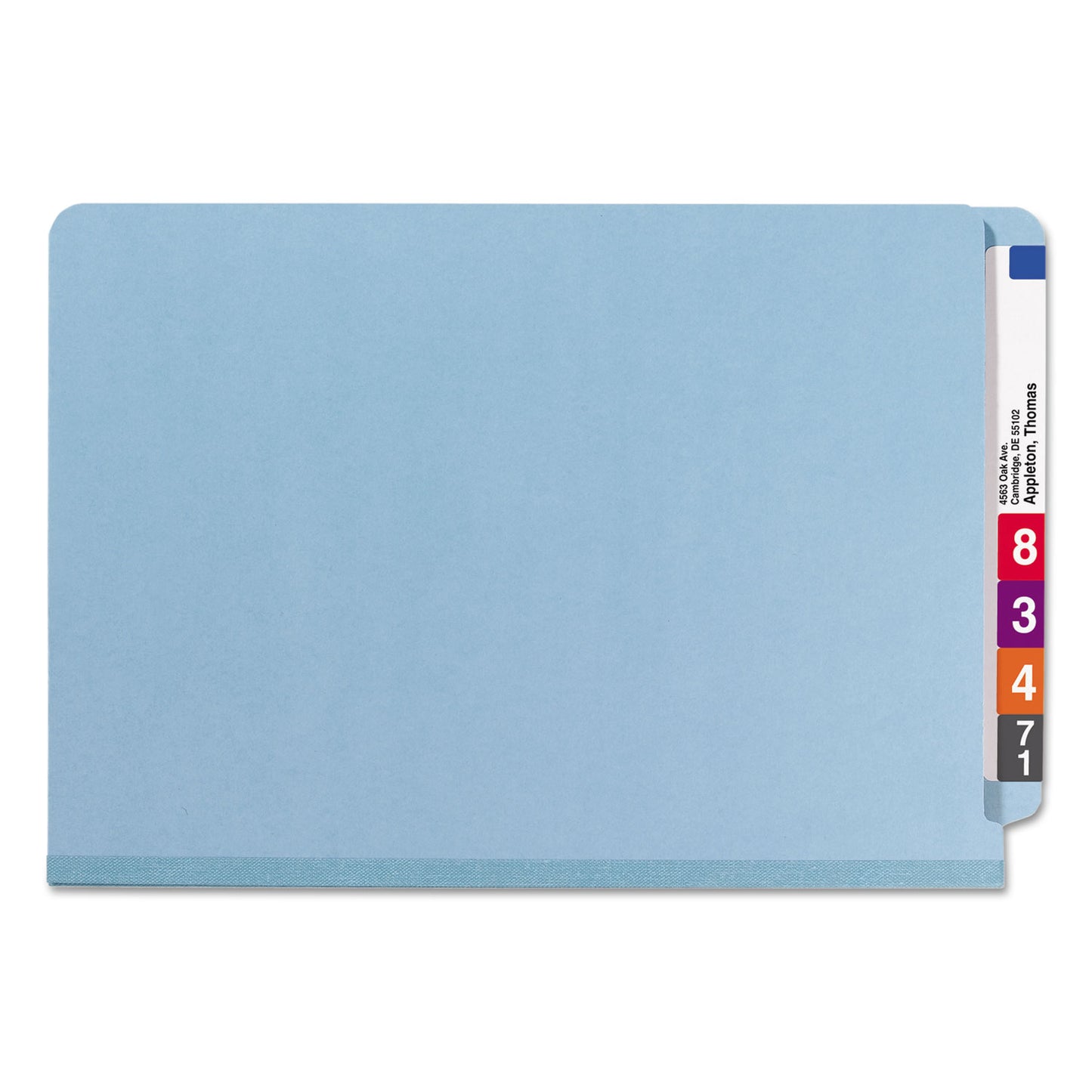 Smead End Tab Pressboard Classification Folders, Six SafeSHIELD Fasteners, 2" Expansion, 2 Dividers, Legal Size, Blue, 10/Box (29781)