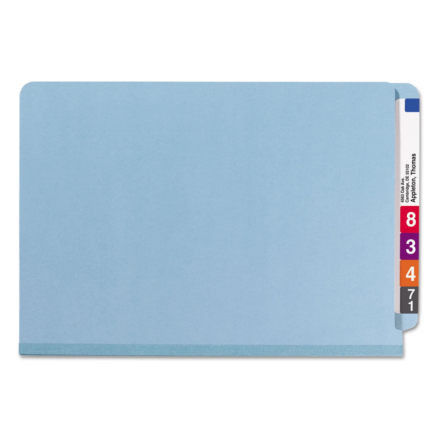 Smead End Tab Pressboard Classification Folders, Six SafeSHIELD Fasteners, 2" Expansion, 2 Dividers, Legal Size, Blue, 10/Box (29781)