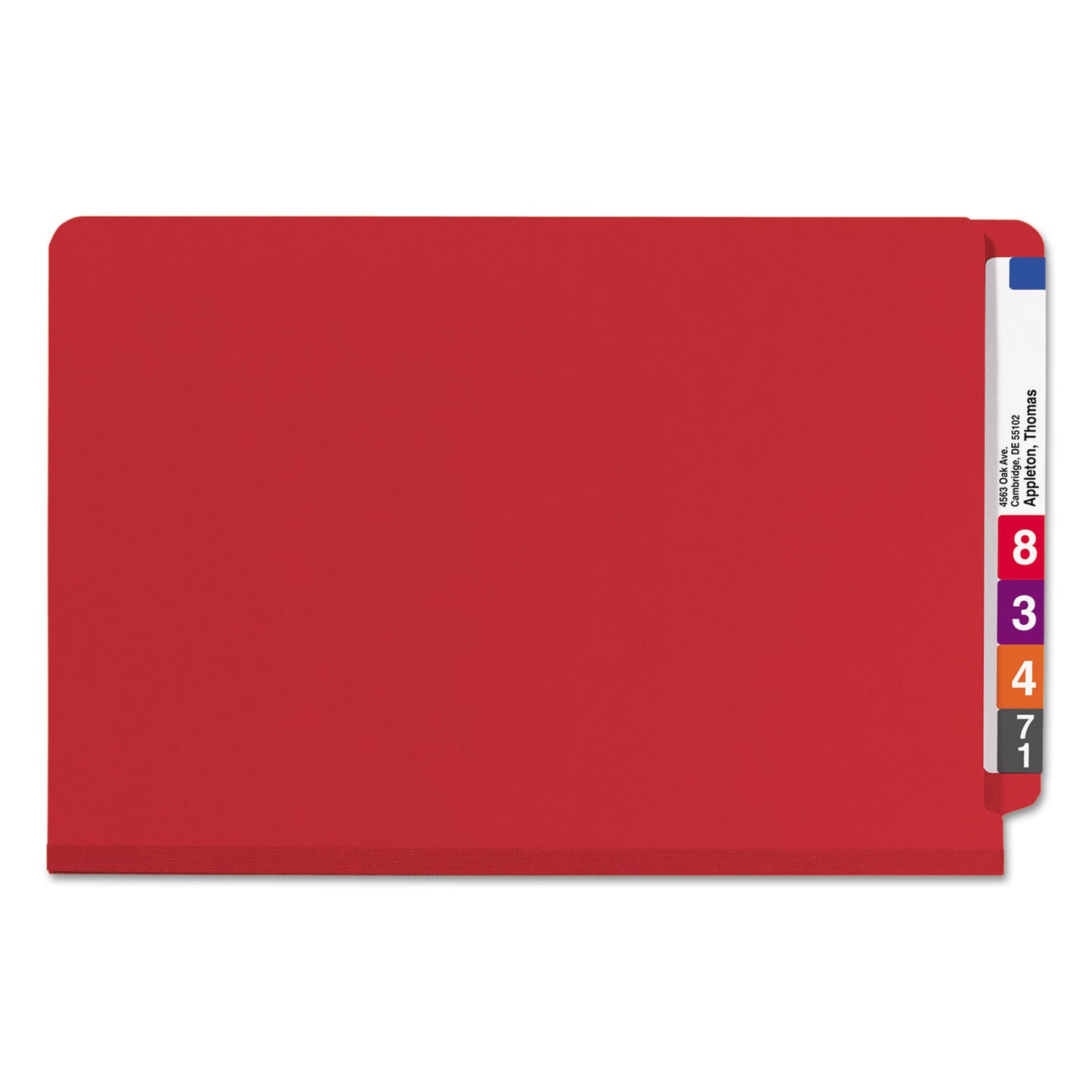 Smead End Tab Pressboard Classification Folders, Six SafeSHIELD Fasteners, 2" Expansion, 2 Dividers, Legal Size, Bright Red, 10/Box (29783)