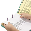 Smead End Tab Pressboard Classification Folders, Six SafeSHIELD Fasteners, 2" Expansion, 2 Dividers, Legal Size, Green, 10/Box (29785)