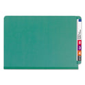 Smead End Tab Pressboard Classification Folders, Six SafeSHIELD Fasteners, 2" Expansion, 2 Dividers, Legal Size, Green, 10/Box (29785)