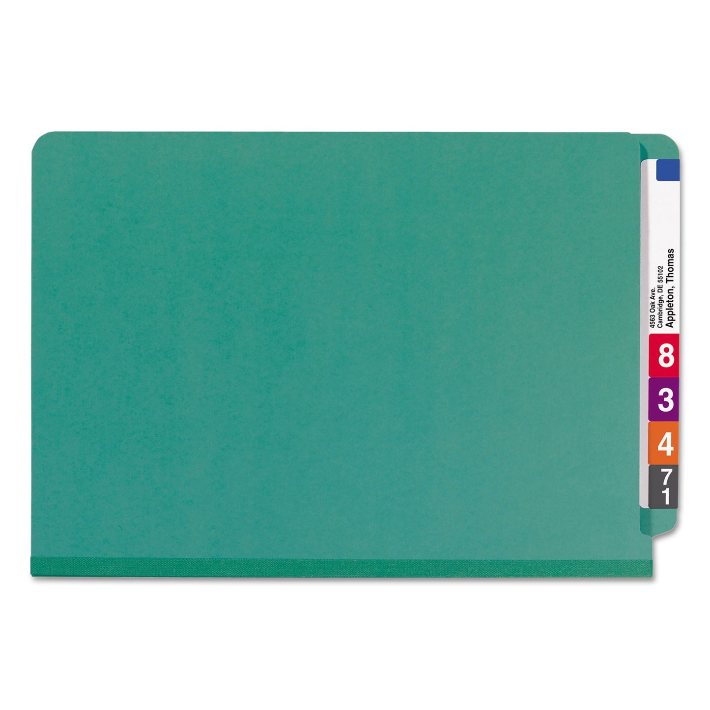 Smead End Tab Pressboard Classification Folders, Six SafeSHIELD Fasteners, 2" Expansion, 2 Dividers, Legal Size, Green, 10/Box (29785)