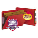 Smead End Tab Pressboard Classification Folders, Six SafeSHIELD Fasteners, 2" Expansion, 2 Dividers, Legal Size, Bright Red, 10/Box (29783)
