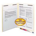 Smead End Tab Fastener Folders with Reinforced Straight Tabs, 11-pt Manila, 2 Fasteners, Letter Size, Manila Exterior, 50/Box (34115)