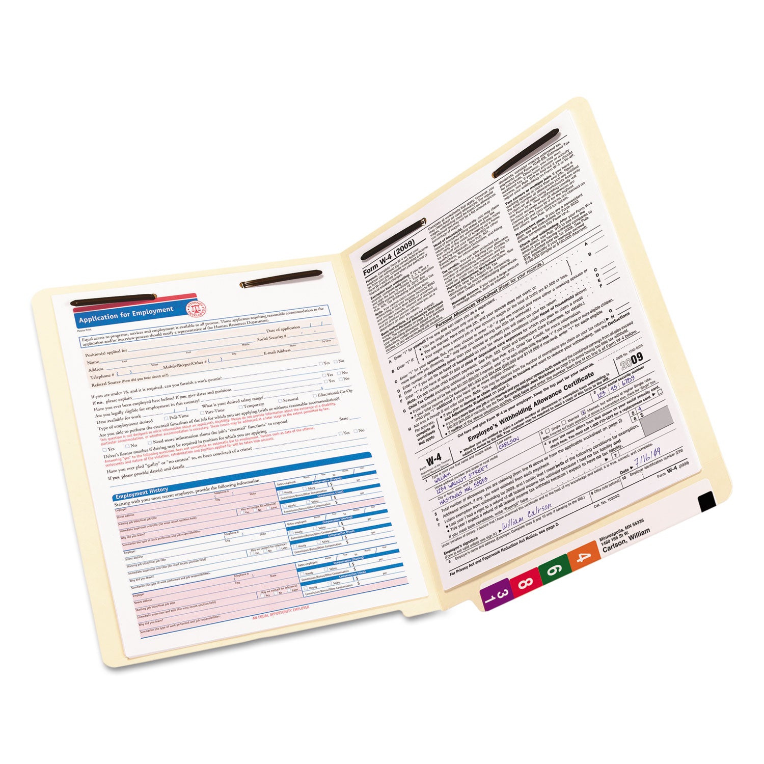 Smead TUFF Laminated Fastener Folders with Reinforced Tab, 0.75" Expansion, 2 Fasteners, Letter Size, Manila Exterior, 50/Box (34105)