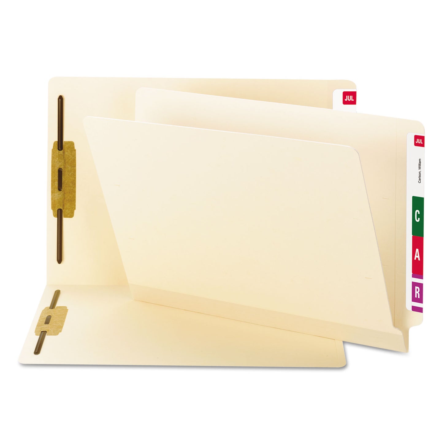 Smead TUFF Laminated Fastener Folders with Reinforced Tab, 0.75" Expansion, 2 Fasteners, Letter Size, Manila Exterior, 50/Box (34105)