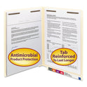Smead Reinforced End Tab Fastener Folders, Antimicrobial Protection, 0.75" Expansion, 2 Fasteners, Letter Size, Manila, 50/Box (34116)