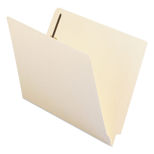 Smead End Tab Fastener Folders with Reinforced Straight Tabs, 11-pt Manila, 1 Fastener, Letter Size, Manila Exterior, 50/Box (34110)