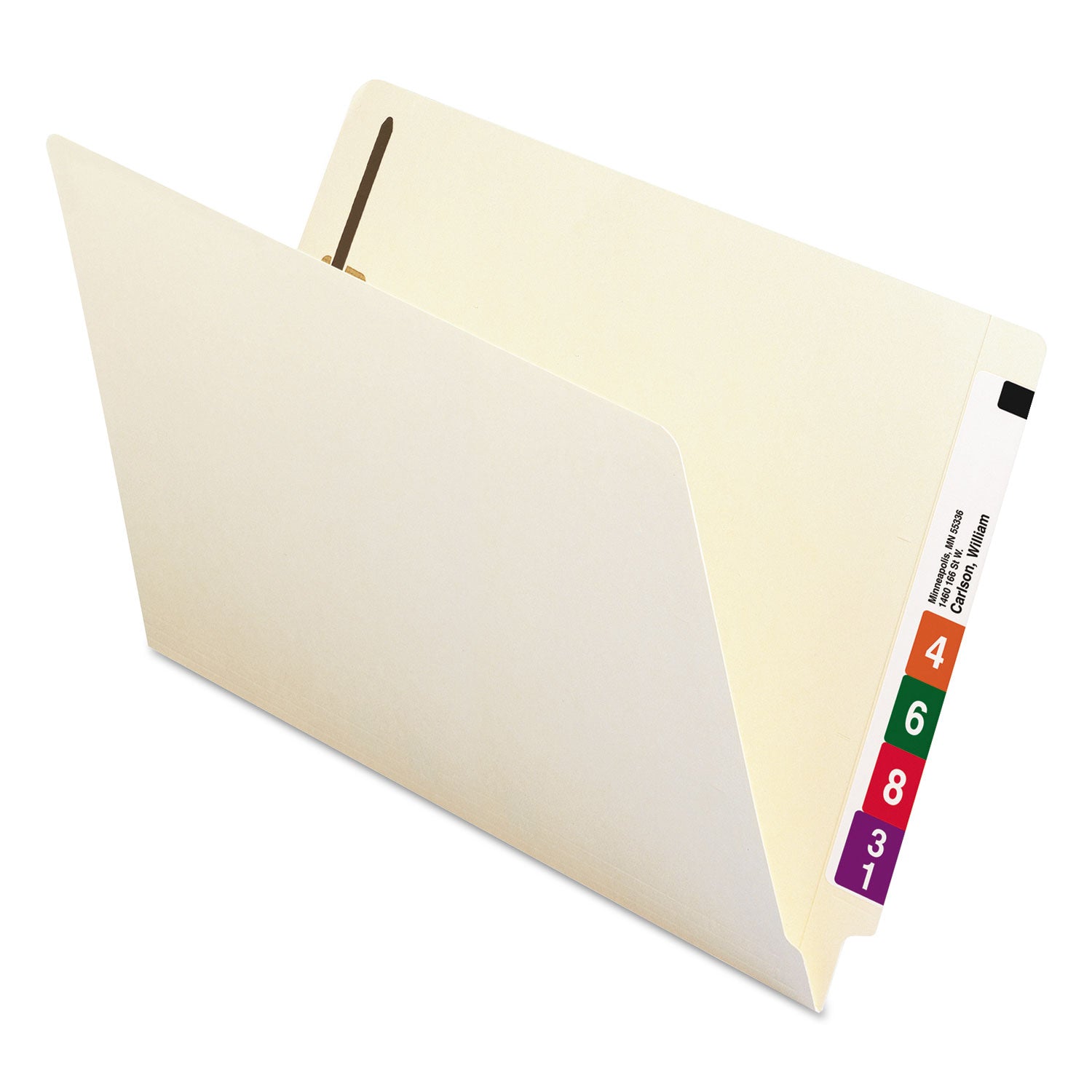 Smead End Tab Fastener Folders with Reinforced Straight Tabs, 11-pt Manila, 2 Fasteners, Legal Size, Manila Exterior, 50/Box (37115)