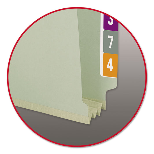 Smead End Tab Pressboard Classification Folders, Two SafeSHIELD Coated Fasteners, 3" Expansion, Legal Size, Gray-Green, 25/Box (37725)