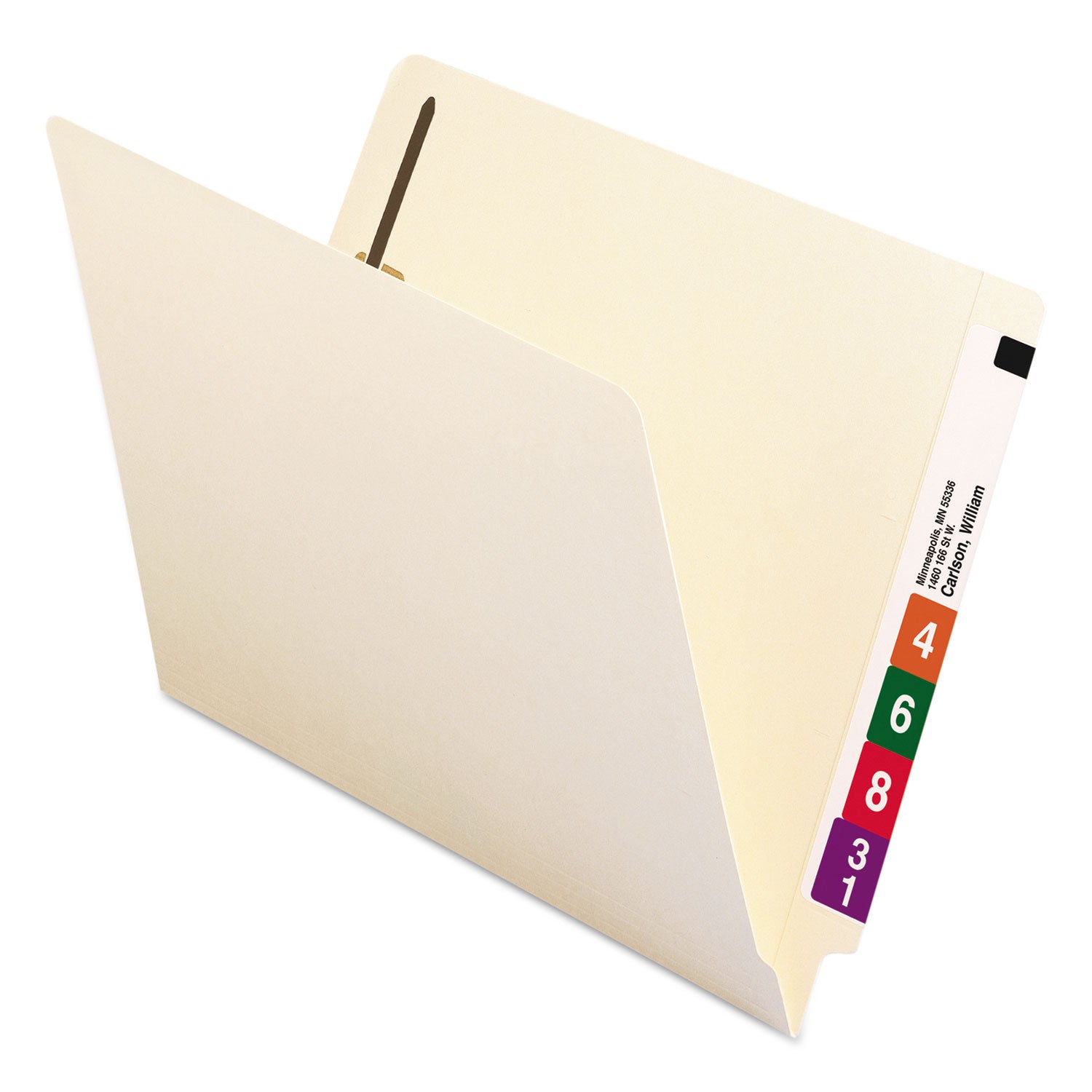 Smead End Tab Fastener Folders with Reinforced Straight Tabs, 14-pt Manila, 2 Fasteners, Letter Size, Manila Exterior, 50/Box (34215)