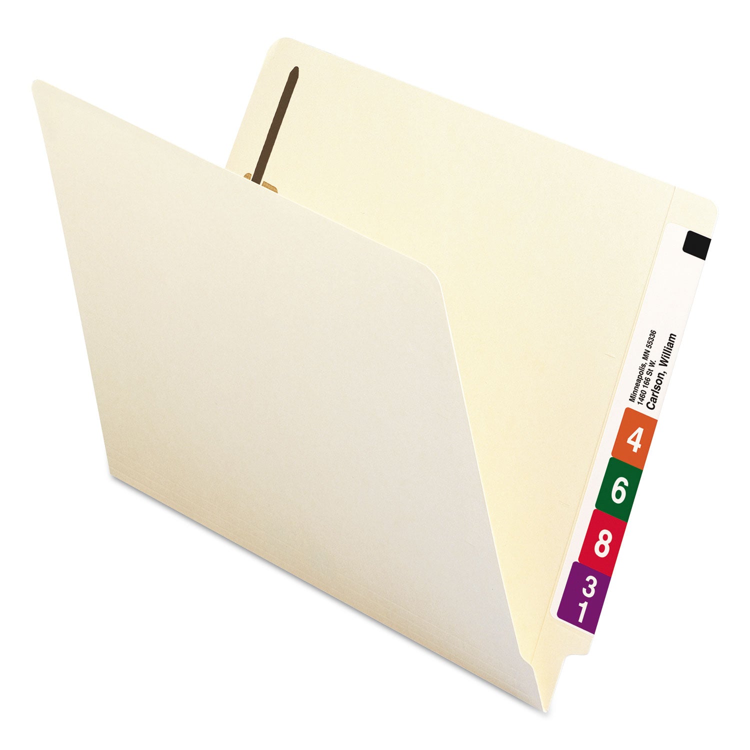 Smead Recycled Manila End Tab Fastener Folders, 0.75" Expansion, 2 Fasteners, Letter Size, Manila Exterior, 50/Box (34160)