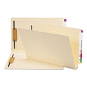 Smead End Tab W-Fold Fastener Folders with Reinforced Tabs, 1.5" Expansion, 2 Fasteners, Legal Size, Manila, 50/Box (37276)
