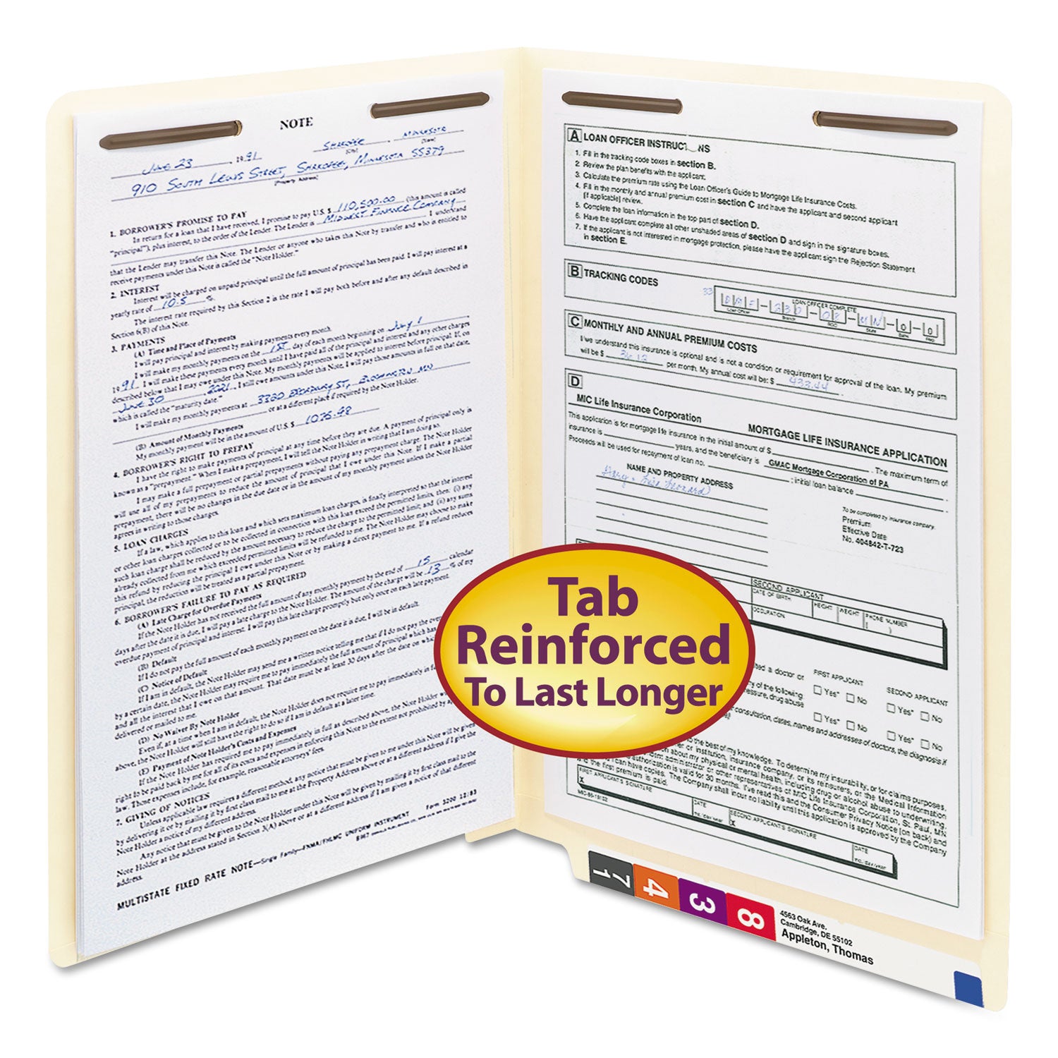 Smead End Tab Fastener Folders with Reinforced Straight Tabs, 11-pt Manila, 2 Fasteners, Legal Size, Manila Exterior, 50/Box (37115)