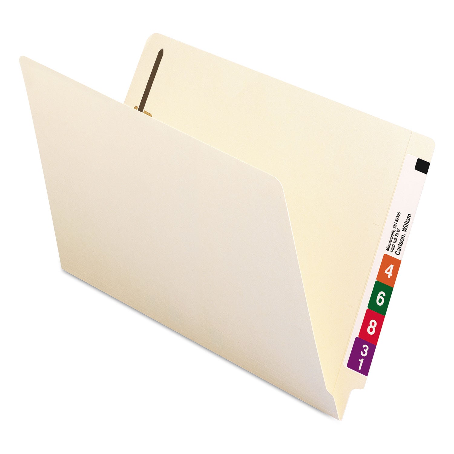 Smead End Tab Fastener Folders with Reinforced Straight Tabs, 11-pt Manila, 1 Fastener, Legal Size, Manila Exterior, 50/Box (37110)