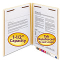 Smead End Tab W-Fold Fastener Folders with Reinforced Tabs, 1.5" Expansion, 2 Fasteners, Letter Size, Manila, 50/Box (34276)