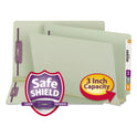 Smead End Tab Pressboard Classification Folders, Two SafeSHIELD Coated Fasteners, 3" Expansion, Legal Size, Gray-Green, 25/Box (37725)