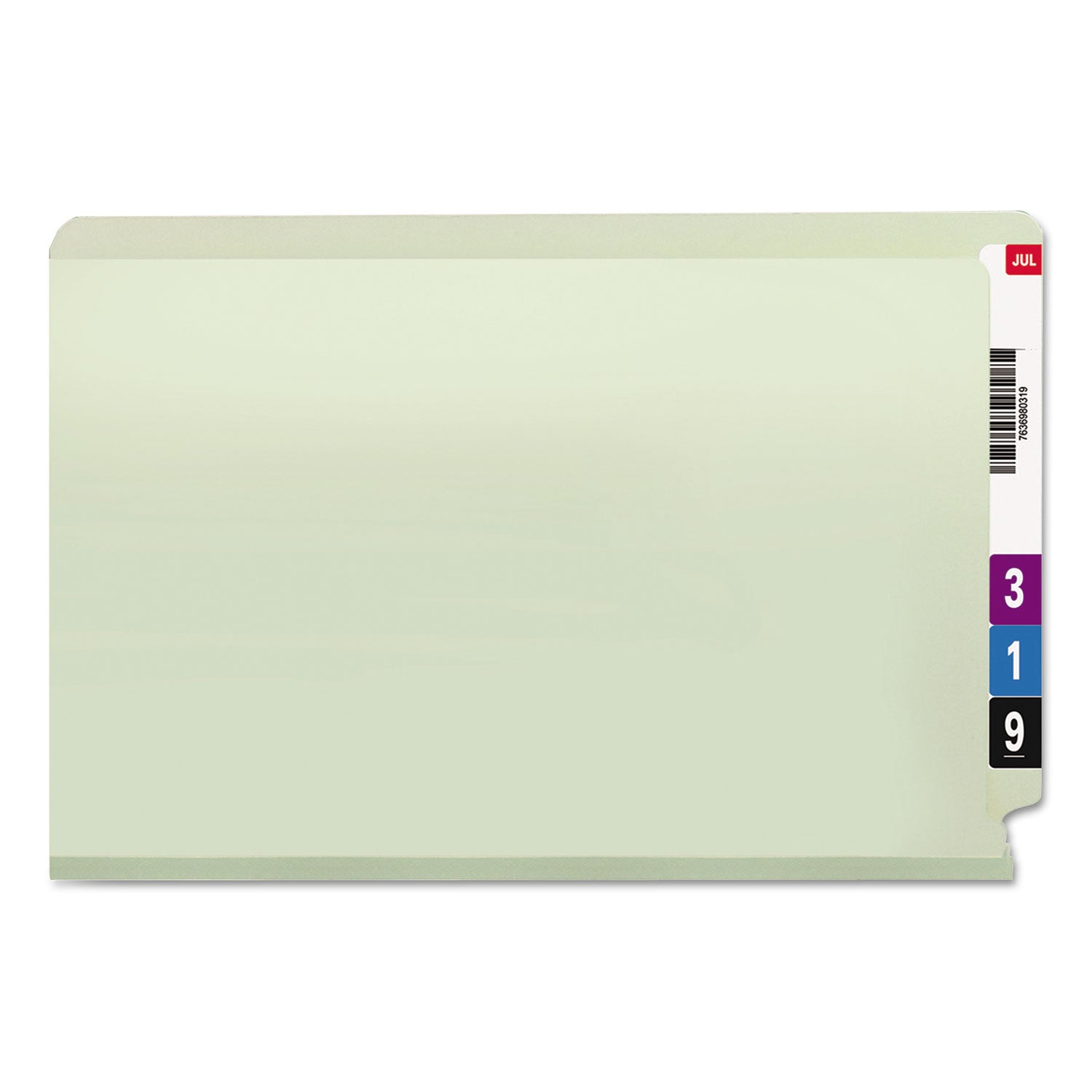 Smead End Tab Pressboard Classification Folders, Two SafeSHIELD Coated Fasteners, 3" Expansion, Legal Size, Gray-Green, 25/Box (37725)