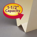 Smead End Tab W-Fold Fastener Folders with Reinforced Tabs, 1.5" Expansion, 2 Fasteners, Letter Size, Manila, 50/Box (34276)