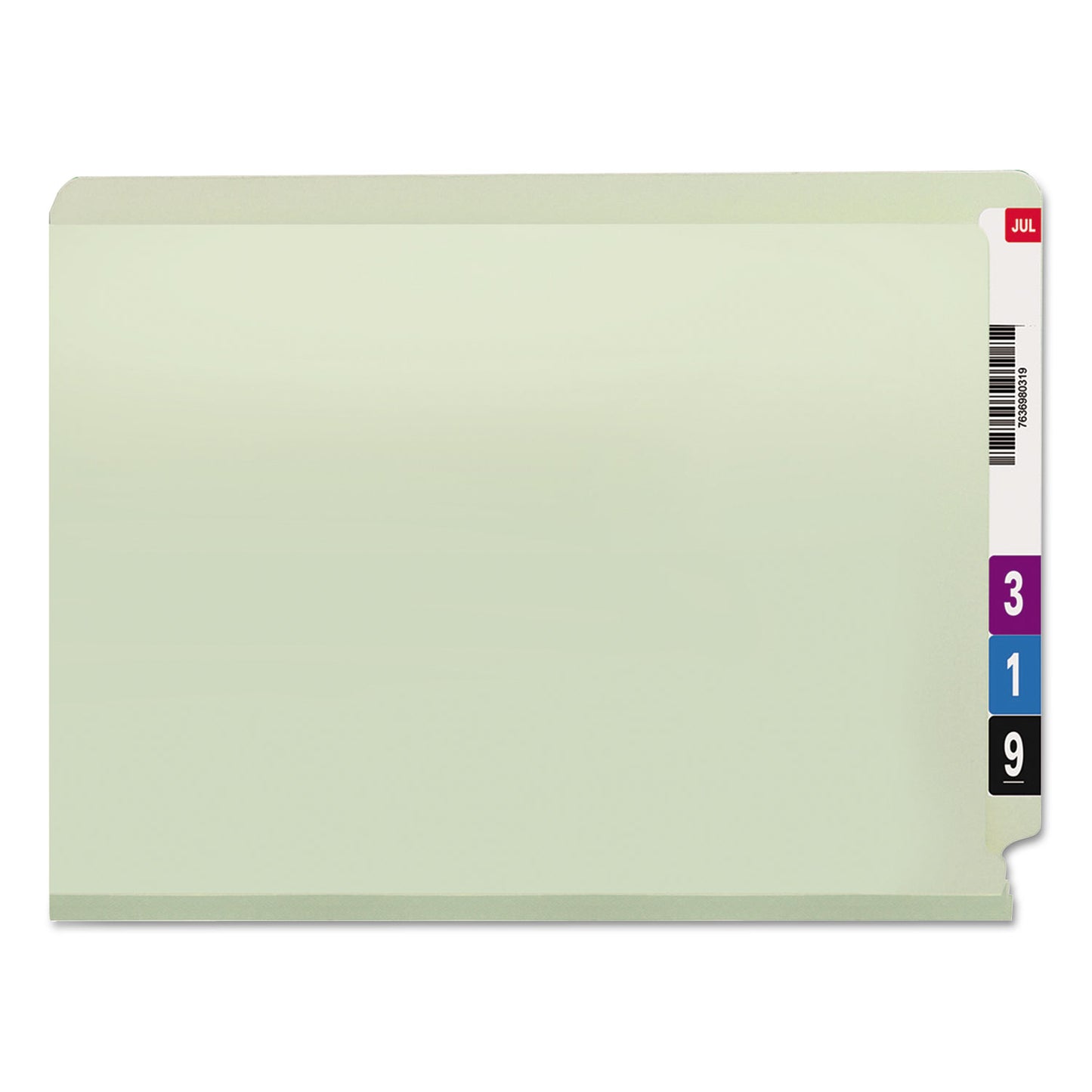 Smead End Tab Pressboard Classification Folders, Two SafeSHIELD Coated Fasteners, 2" Expansion, Letter Size, Gray-Green, 25/Box (34715)