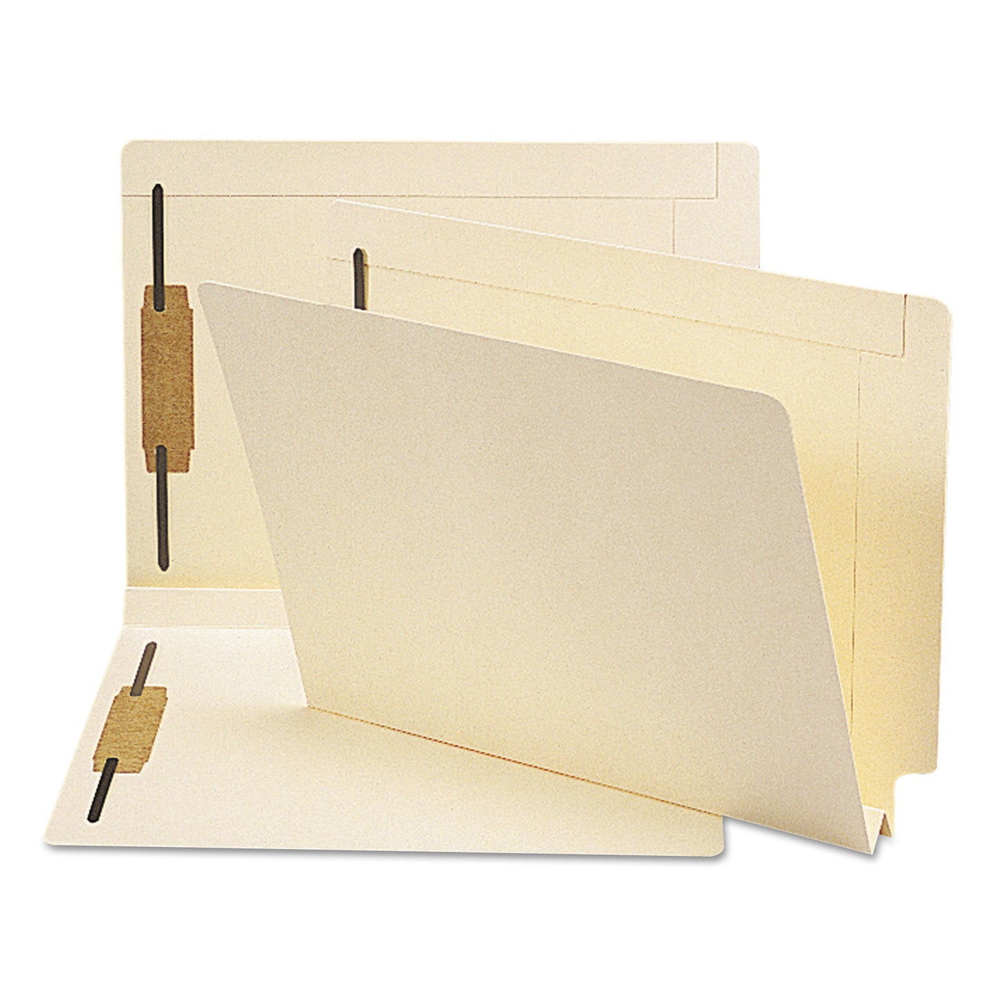 Smead End Tab W-Fold Fastener Folders with Reinforced Tabs, 1.5" Expansion, 2 Fasteners, Letter Size, Manila, 50/Box (34276)