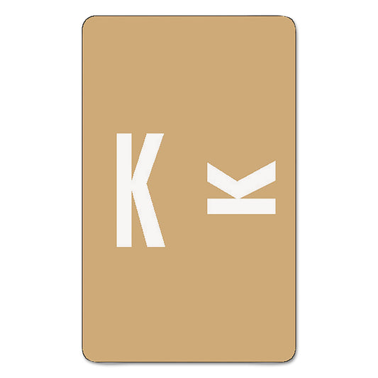 Smead AlphaZ Color-Coded Second Letter Alphabetical Labels, K, 1 x 1.63, Light Brown, 10/Sheet, 10 Sheets/Pack (67181)