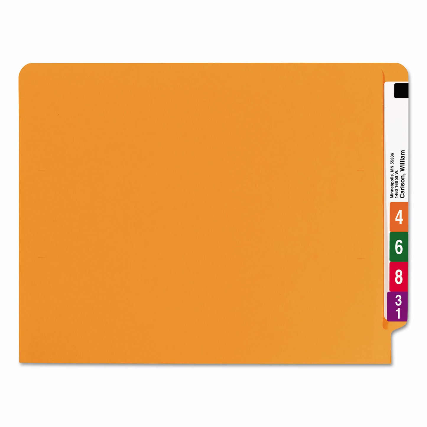 Smead Shelf-Master Reinforced End Tab Colored Folders, Straight Tabs, Letter Size, 0.75" Expansion, Orange, 100/Box (25510)