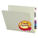 Smead Extra-Heavy Recycled Pressboard End Tab Folders, Straight Tabs, Letter Size, 2" Expansion, Gray-Green, 25/Box (26210)