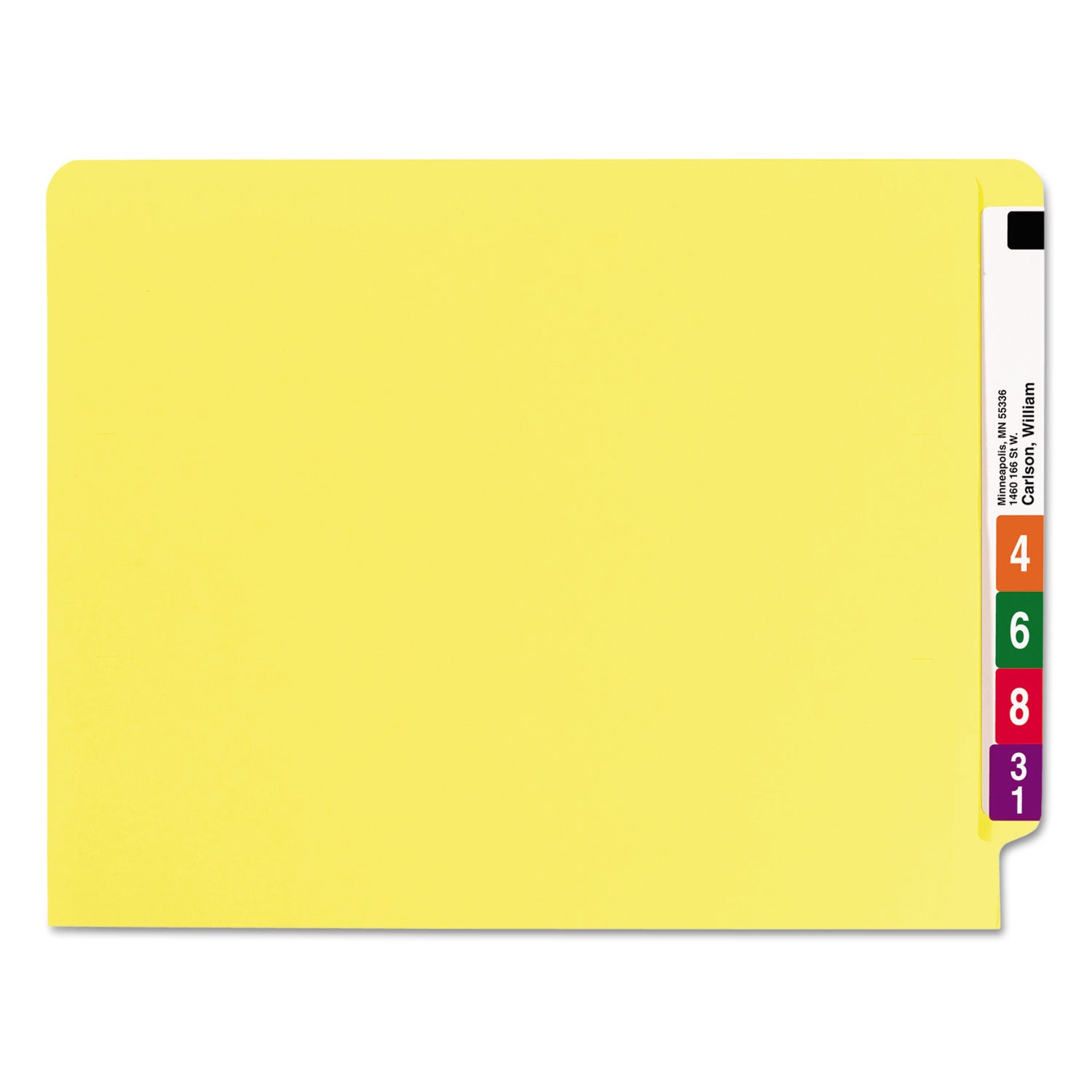 Smead Heavyweight Colored End Tab Fastener Folders, 0.75" Expansion, 2 Fasteners, Letter Size, Yellow Exterior, 50/Box (25940)