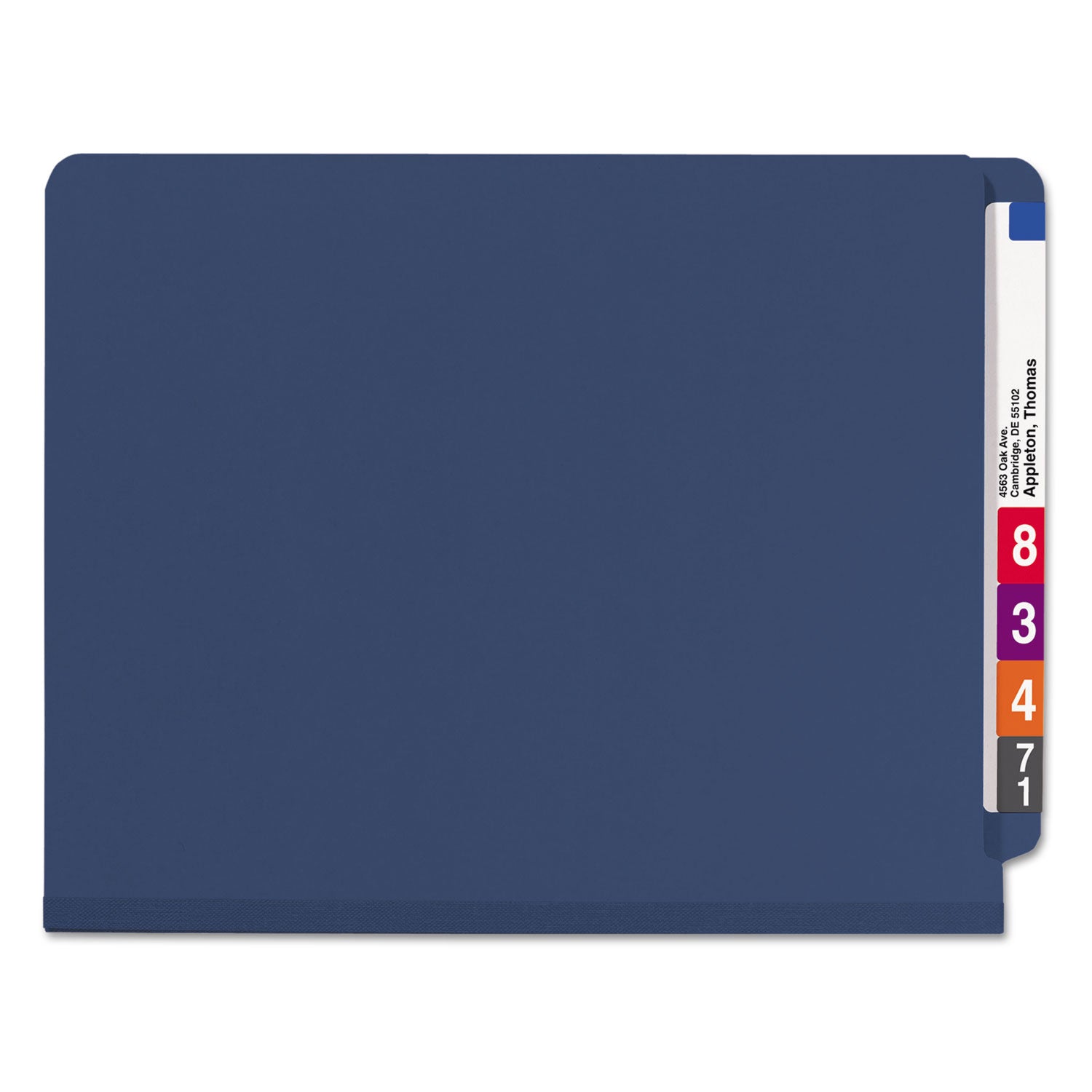Smead End Tab Pressboard Classification Folders, Six SafeSHIELD Fasteners, 2" Expansion, 2 Dividers, Letter Size, Dark Blue, 10/Box (26784)