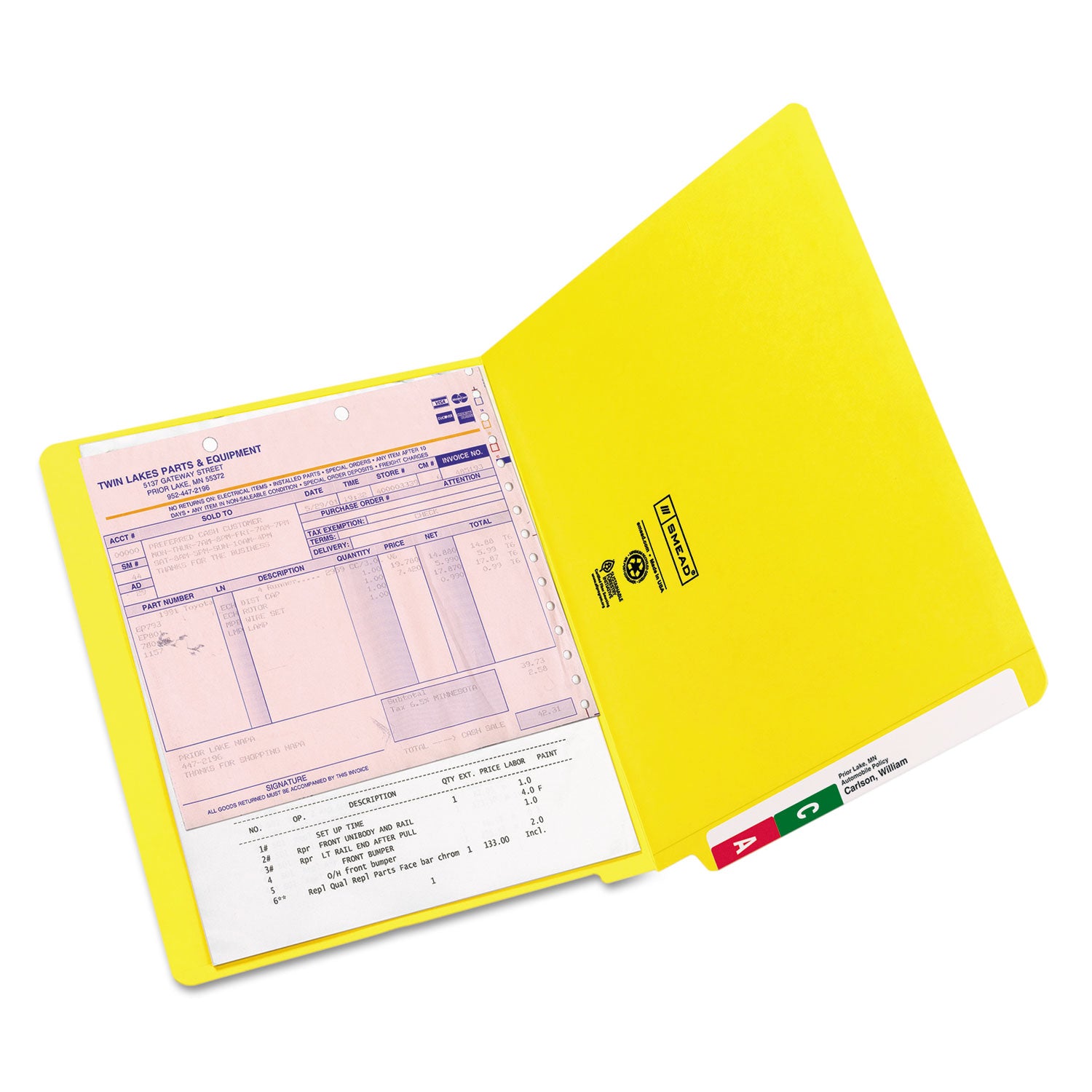 Smead Shelf-Master Reinforced End Tab Colored Folders, Straight Tabs, Letter Size, 0.75" Expansion, Yellow, 100/Box (25910)