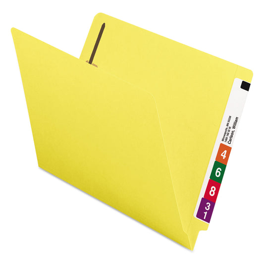 Smead Heavyweight Colored End Tab Fastener Folders, 0.75" Expansion, 2 Fasteners, Letter Size, Yellow Exterior, 50/Box (25940)