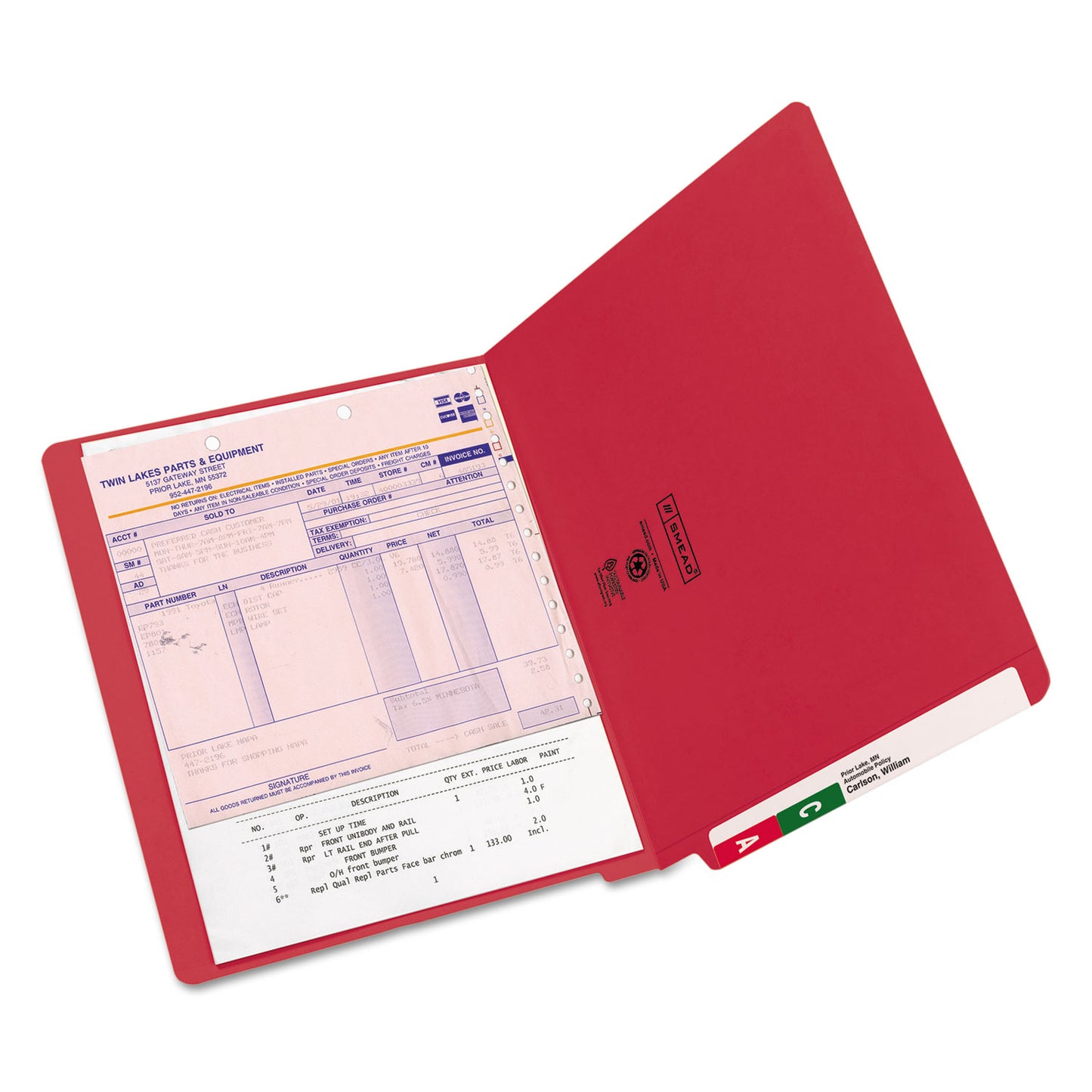 Smead Shelf-Master Reinforced End Tab Colored Folders, Straight Tabs, Letter Size, 0.75" Expansion, Red, 100/Box (25710)