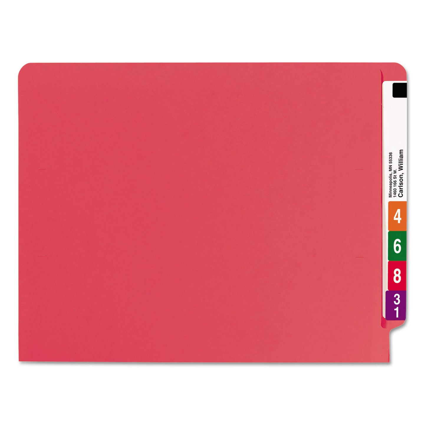 Smead Heavyweight Colored End Tab Fastener Folders, 0.75" Expansion, 2 Fasteners, Letter Size, Red Exterior, 50/Box (25740)