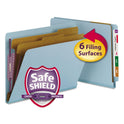 Smead End Tab Pressboard Classification Folders, Six SafeSHIELD Fasteners, 2" Expansion, 2 Dividers, Letter Size, Blue, 10/Box (26781)