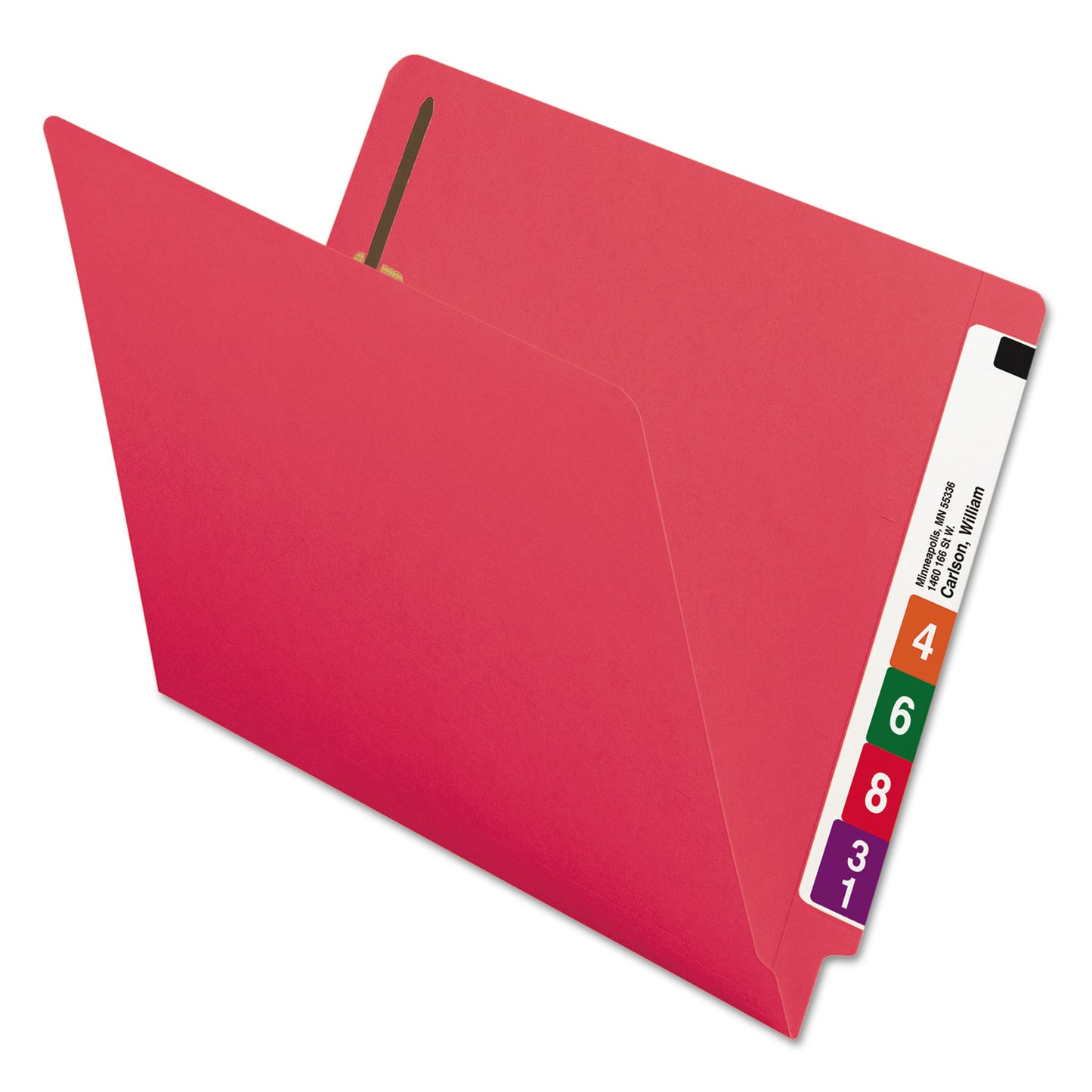 Smead Heavyweight Colored End Tab Fastener Folders, 0.75" Expansion, 2 Fasteners, Letter Size, Red Exterior, 50/Box (25740)