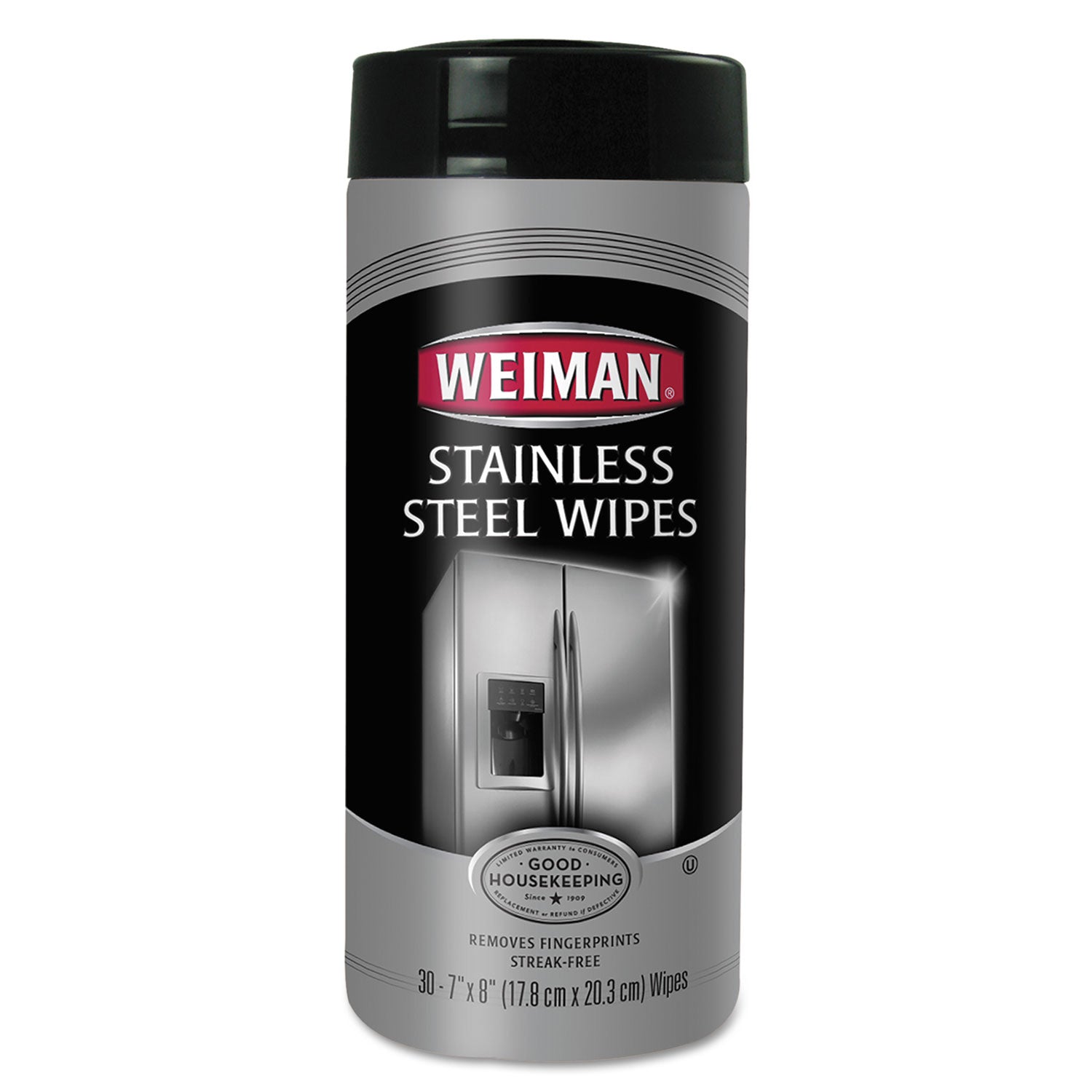 WEIMAN Stainless Steel Wipes, 1-Ply, 7 x 8, White, 30/Canister, 4 Canisters/Carton (92CT)