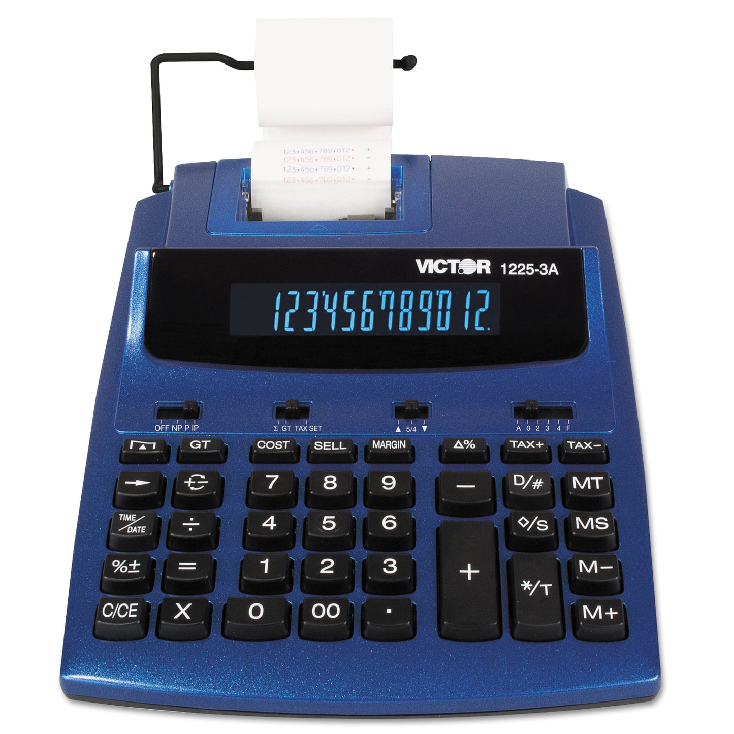 Victor 1225-3A Antimicrobial Two-Color Printing Calculator, Blue/Red Print, 3 Lines/Sec